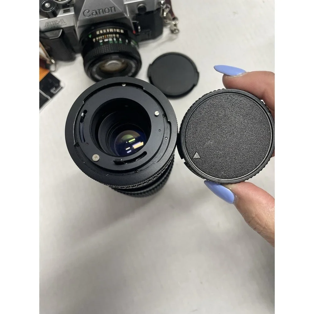 Canon AE-1 Program 35mm SLR Camera 50mm 1:1.8 Canon Lens 1:4.0 Lens Flash Works!